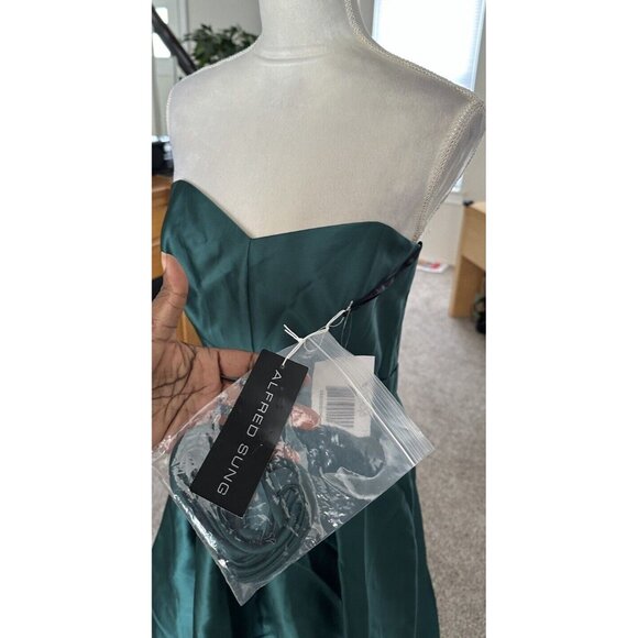Alfred Sung Dress Women Sz 10 Green Strapless Formal Cocktail Party Evening NWT - Picture 8 of 15